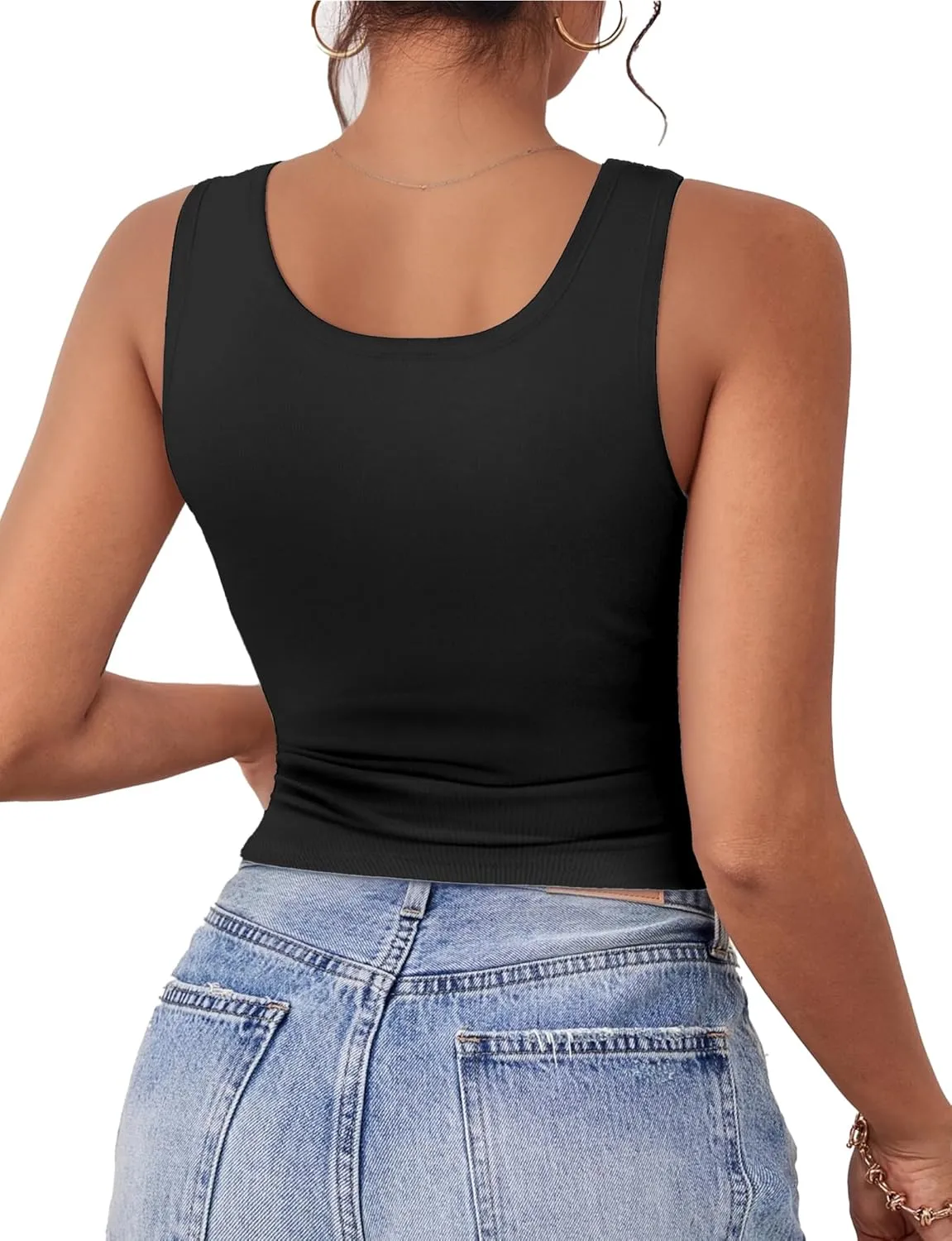 1Piece Crop Tops for Women, U Neck Sleeveless Tank Tops, Basic Cropped Racerback Going Out Tops Athletic Sports Shirts