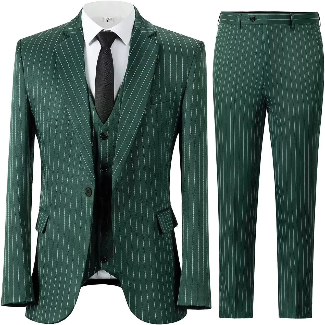 3 Piece Pinstripe Men Suit Men Slim Fit Stripe Suit Prom Party Wedding Jacket Vest Pants Set