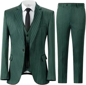 3 Piece Pinstripe Men Suit Men Slim Fit Stripe Suit Prom Party Wedding Jacket Vest Pants Set