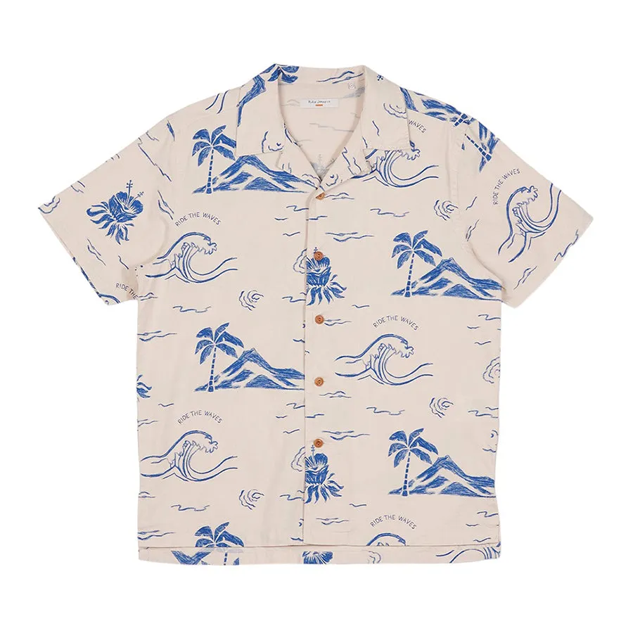 Arvid Waves Hawaii Shirt - Ecru