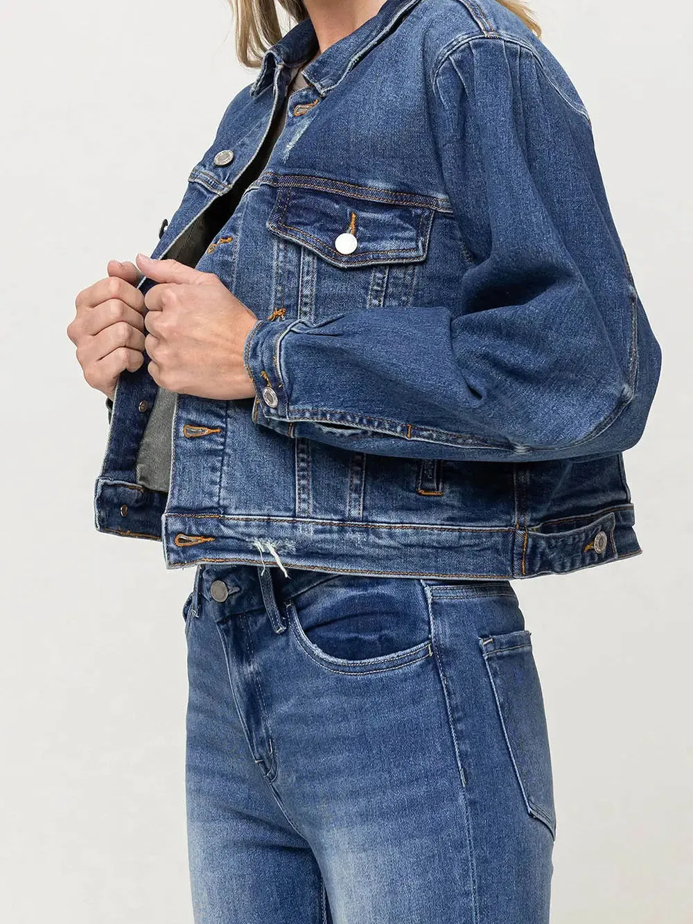 Balloon sleeve denim jacket