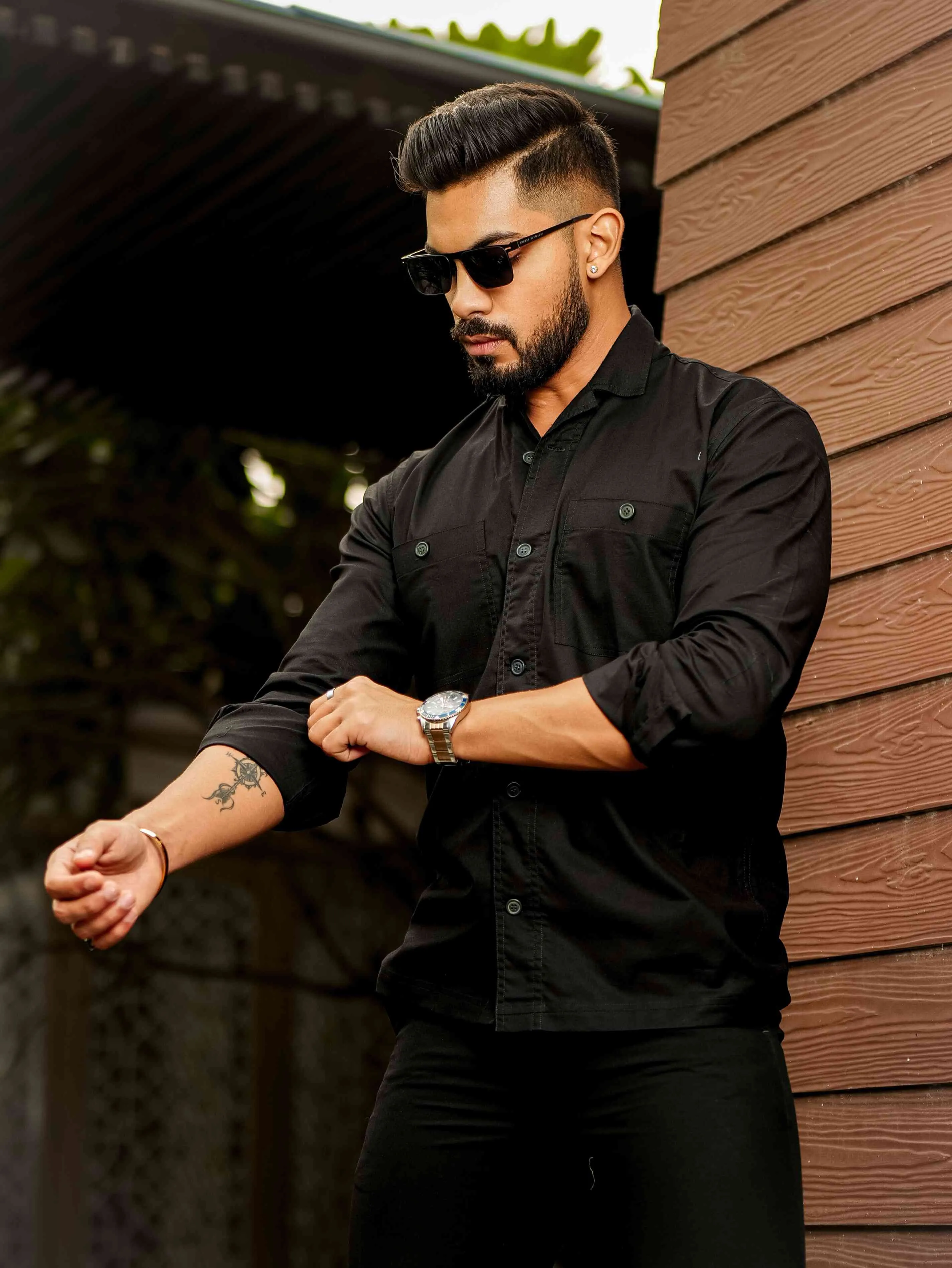 Black Oxford Cotton Over Shirt