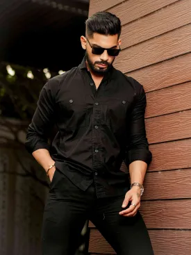 Black Oxford Cotton Over Shirt