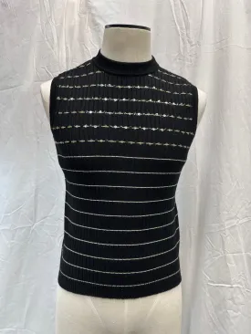 Black Rib High Neck Knit Vest