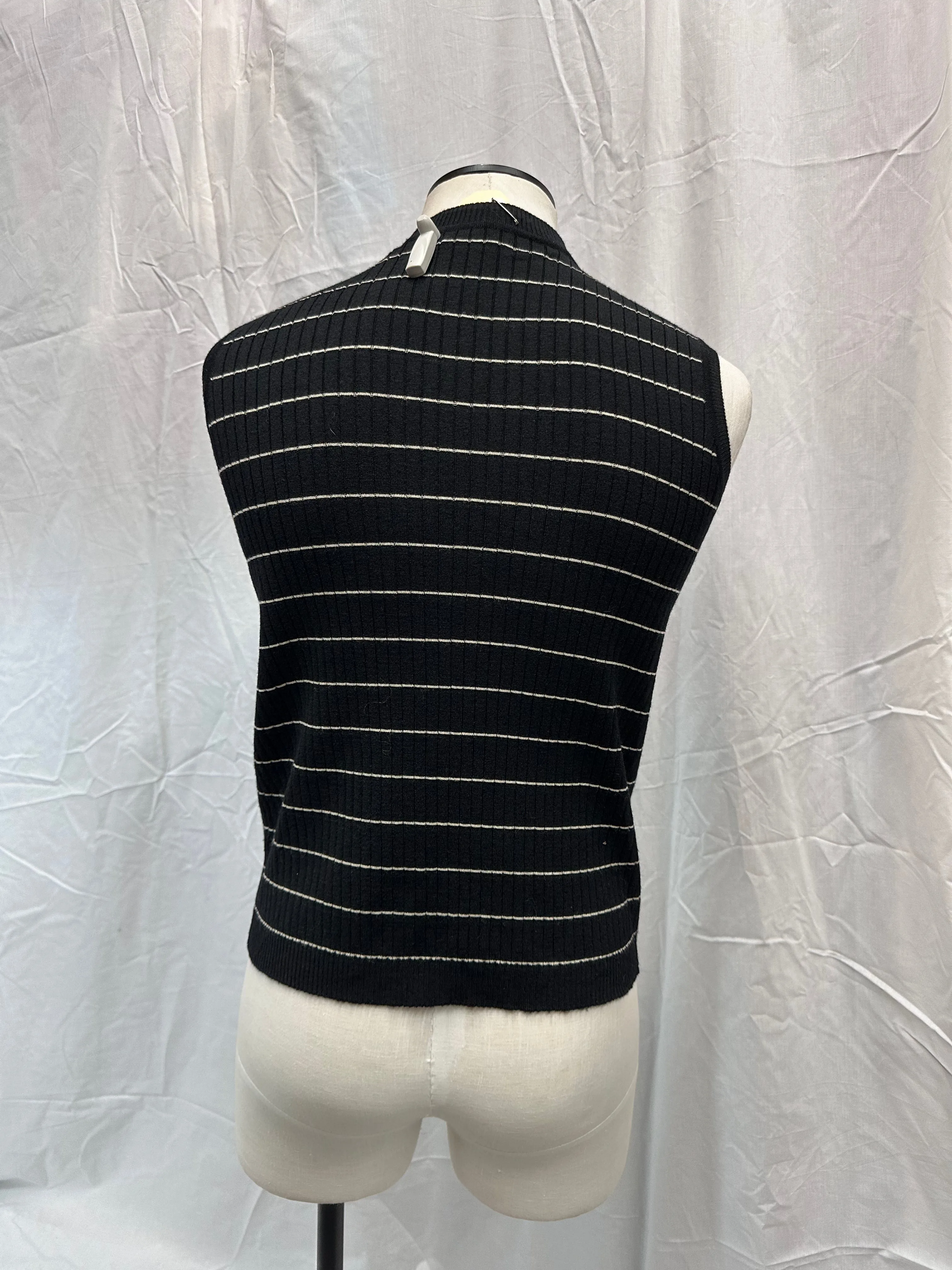 Black Rib High Neck Knit Vest