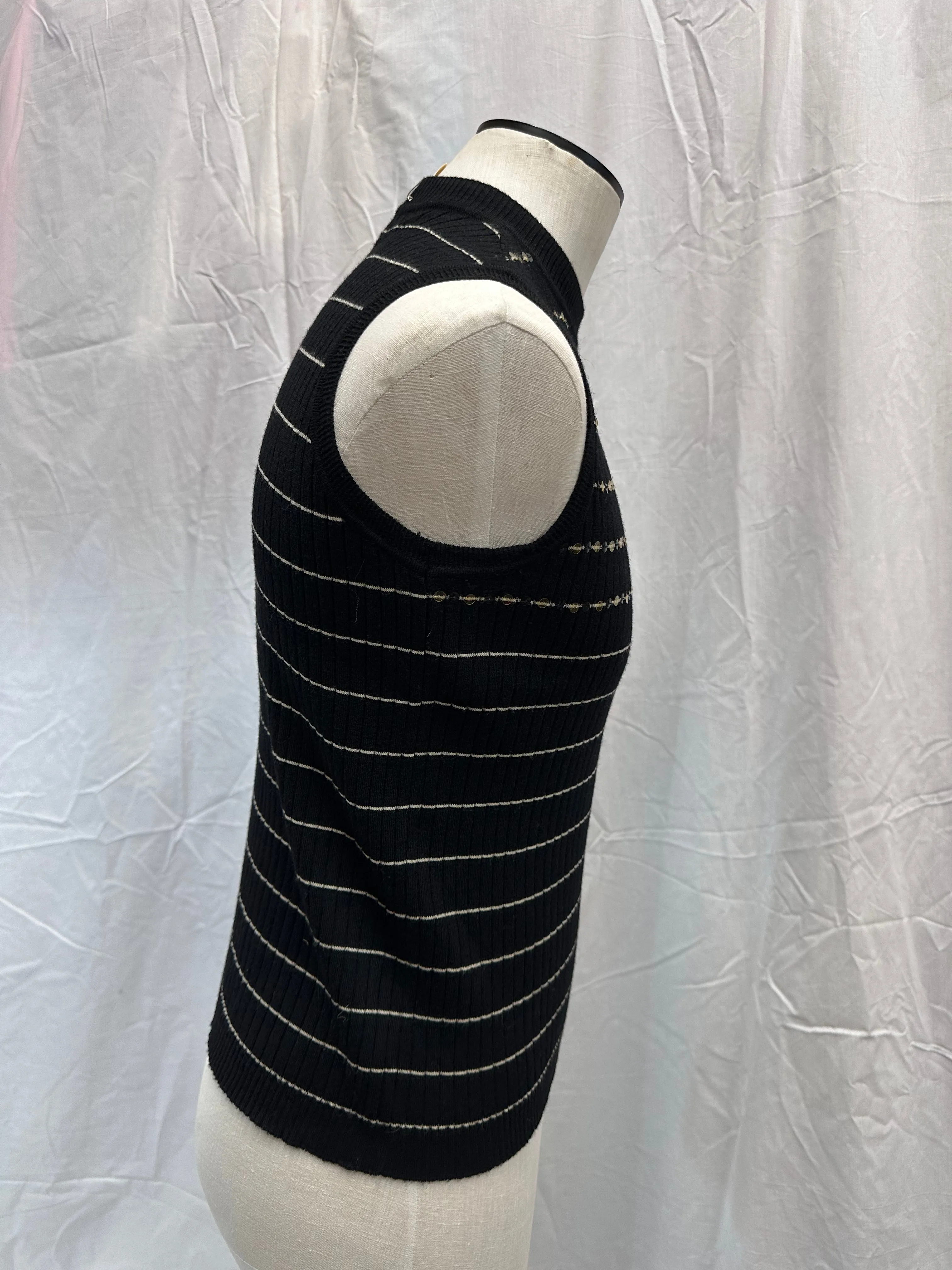 Black Rib High Neck Knit Vest