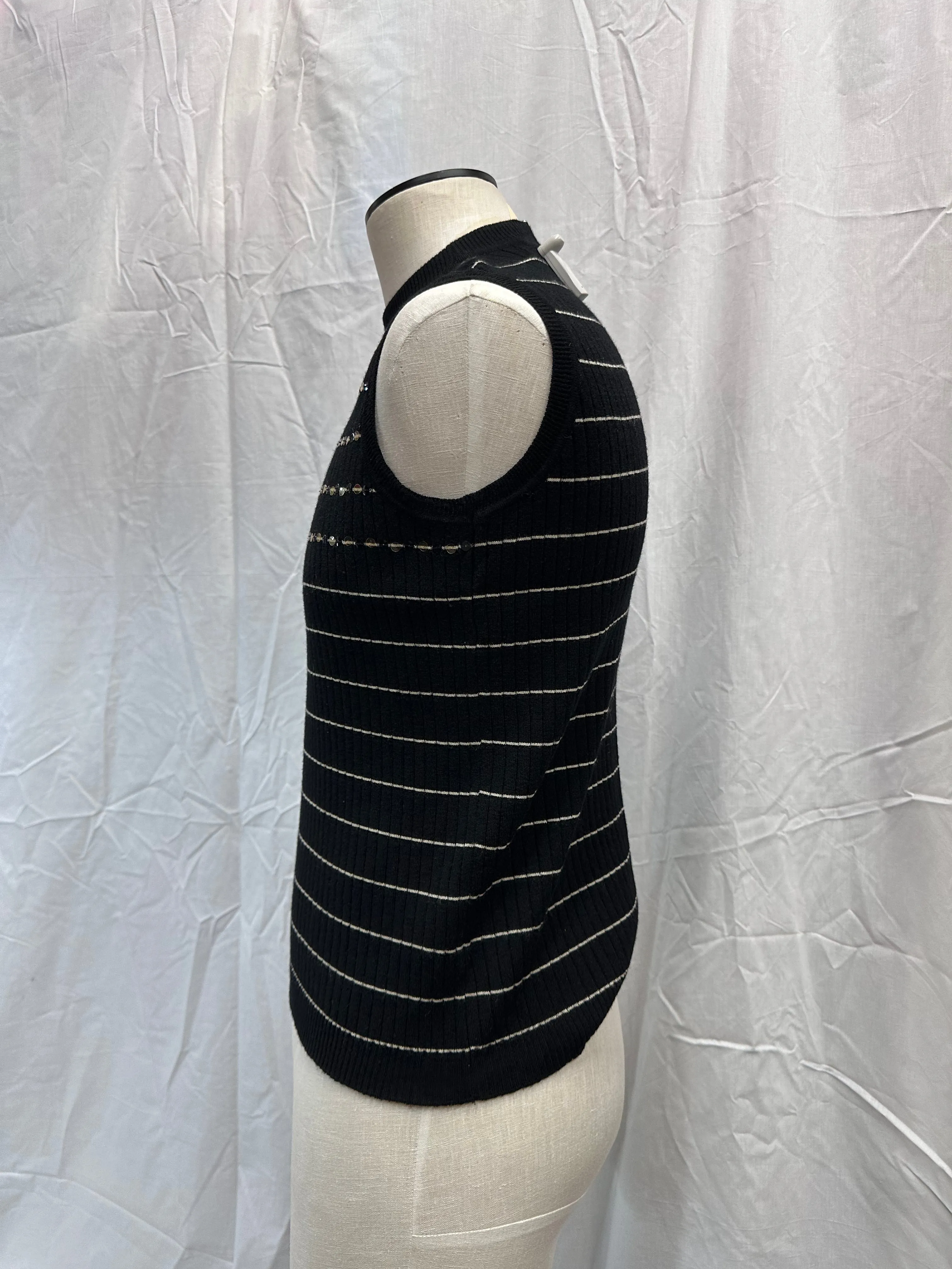 Black Rib High Neck Knit Vest
