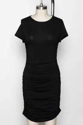 Black Scrunched Side Dress