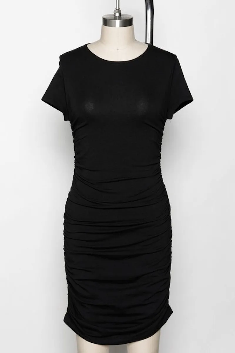 Black Scrunched Side Dress