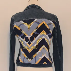 Blue Denim Jacket with Blue Buckle Scarf