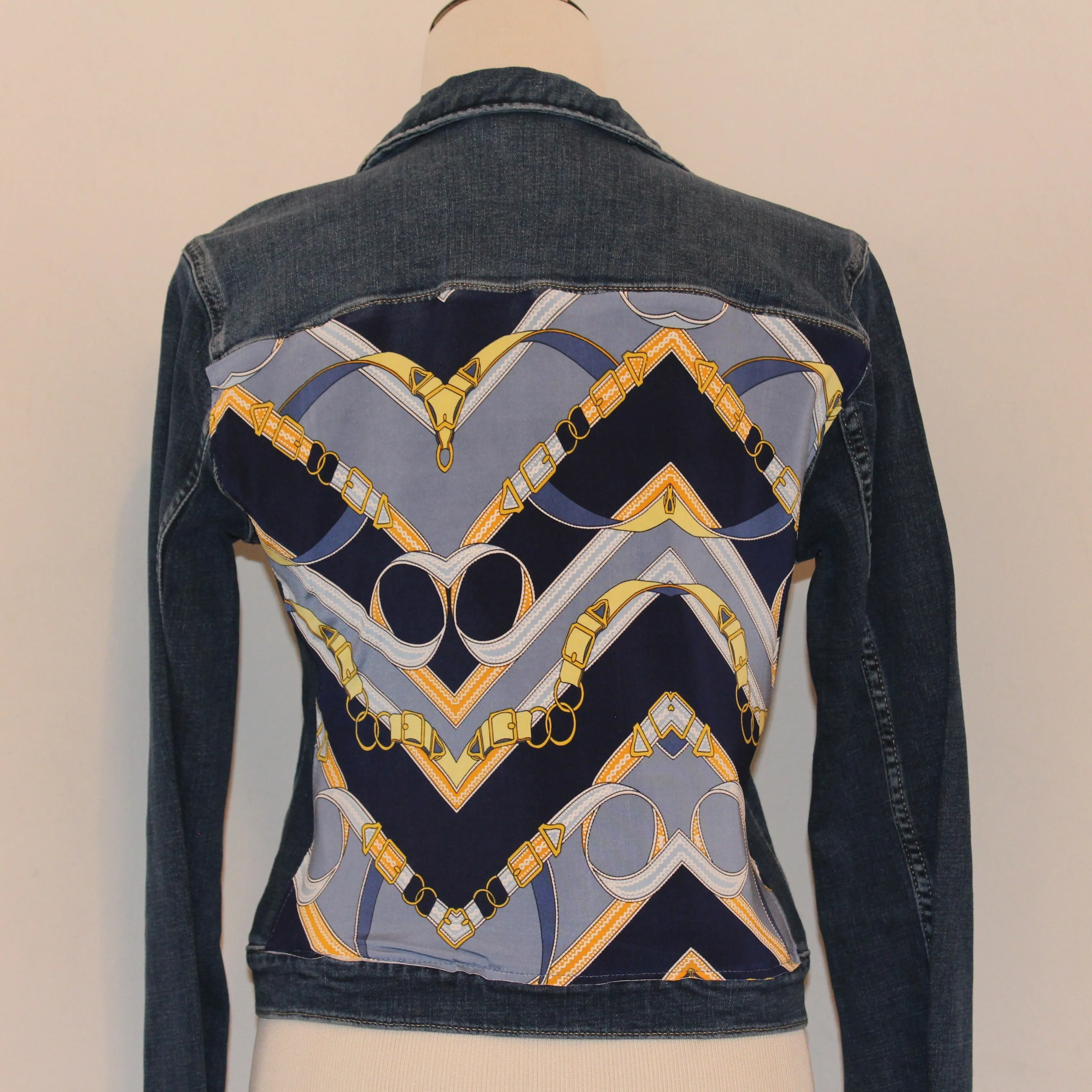 Blue Denim Jacket with Blue Buckle Scarf