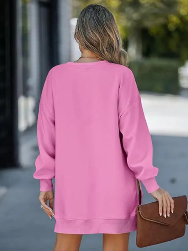 Chrystal Fashionable Stitching Side Zipper Design Pullover Sweatshirt