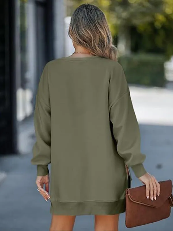 Chrystal Fashionable Stitching Side Zipper Design Pullover Sweatshirt