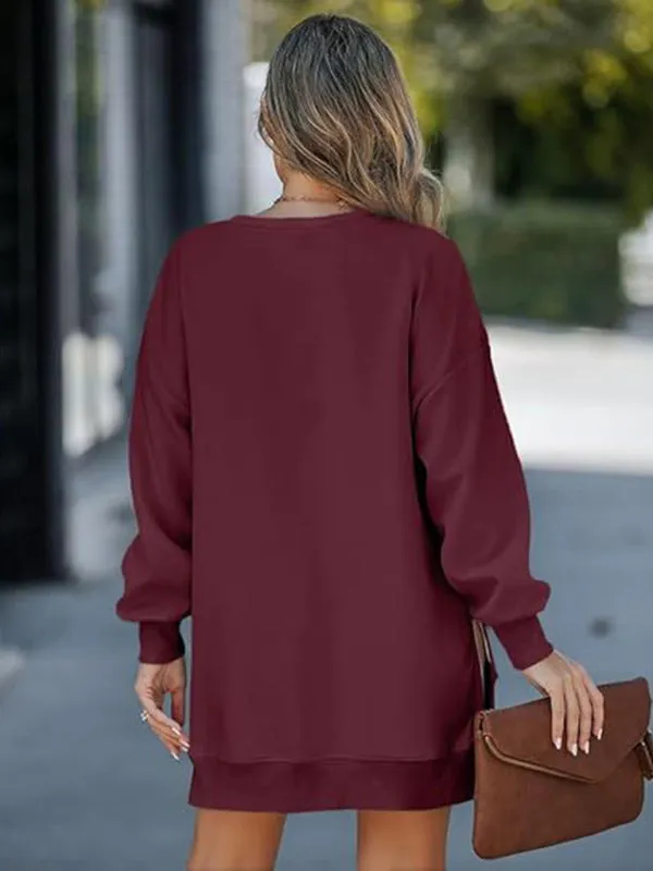 Chrystal Fashionable Stitching Side Zipper Design Pullover Sweatshirt