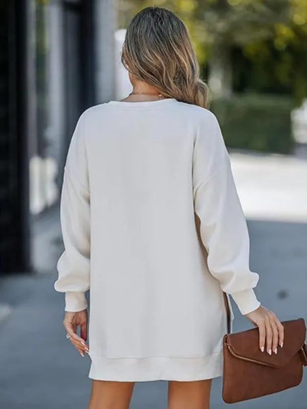 Chrystal Fashionable Stitching Side Zipper Design Pullover Sweatshirt