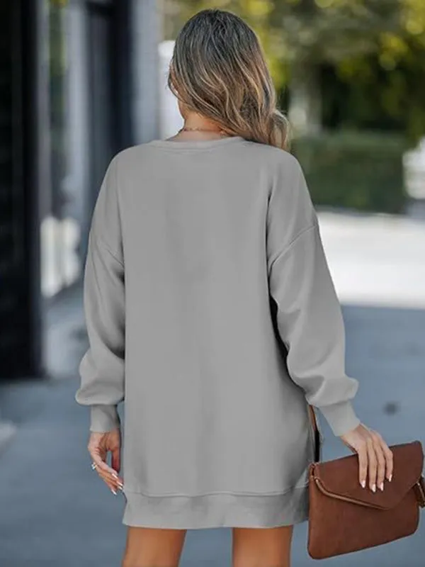Chrystal Fashionable Stitching Side Zipper Design Pullover Sweatshirt