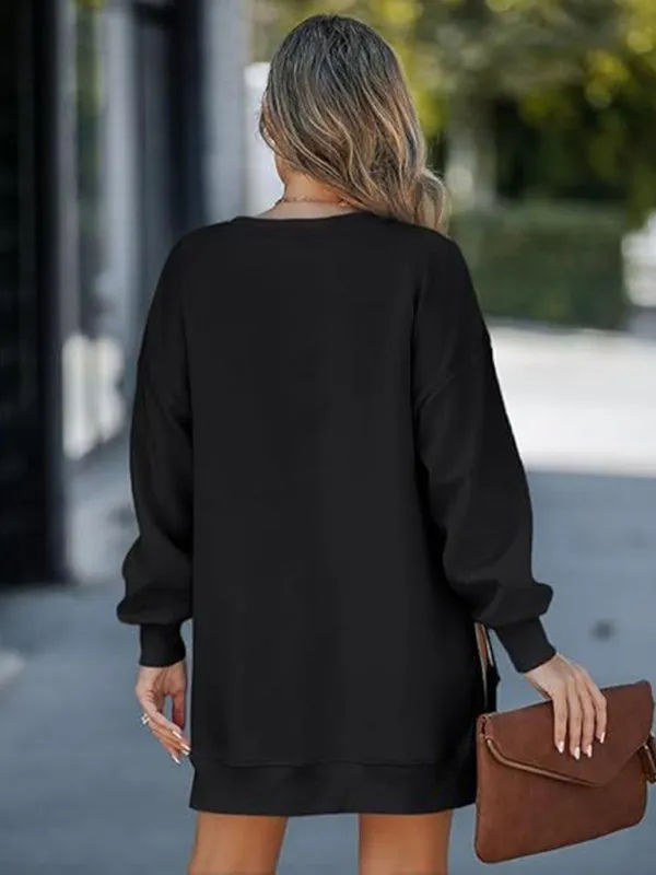 Chrystal Fashionable Stitching Side Zipper Design Pullover Sweatshirt