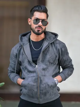 Cloud Printed LightGrey Zipper Sweatshirt