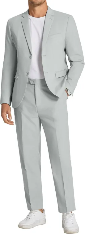 COOFANDY Men's 2 Piece Linen Cotton Suits Set Casual Linen Lightweight Suit Summer Beach Wedding