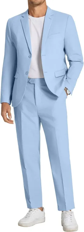COOFANDY Men's 2 Piece Linen Cotton Suits Set Casual Linen Lightweight Suit Summer Beach Wedding