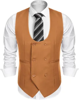 COOFANDY Men's Suit Vest Slim Fit Double Breasted Dress Vest Casual Business Formal Waistcoat