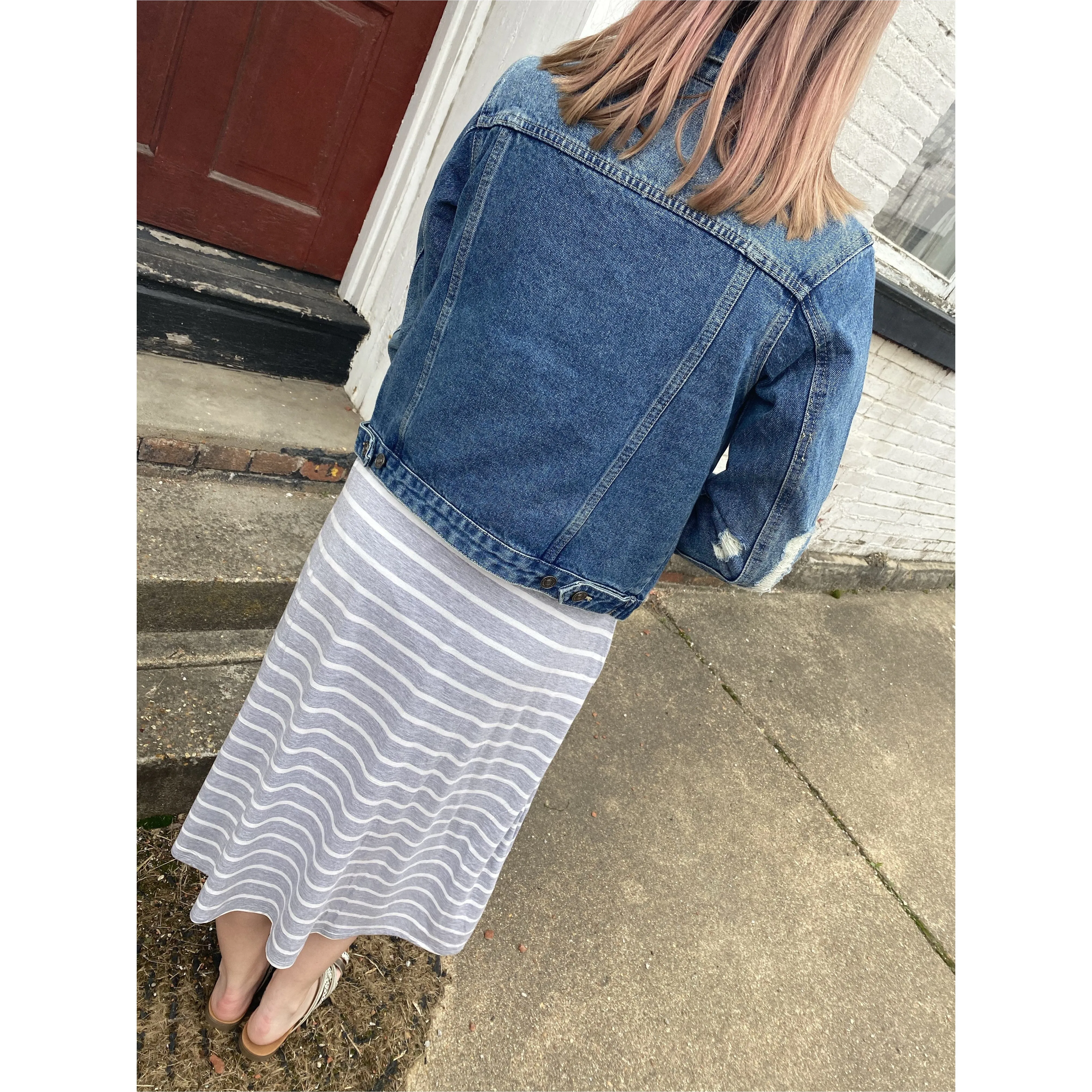Dark Wash Distressed|| Denim Jacket