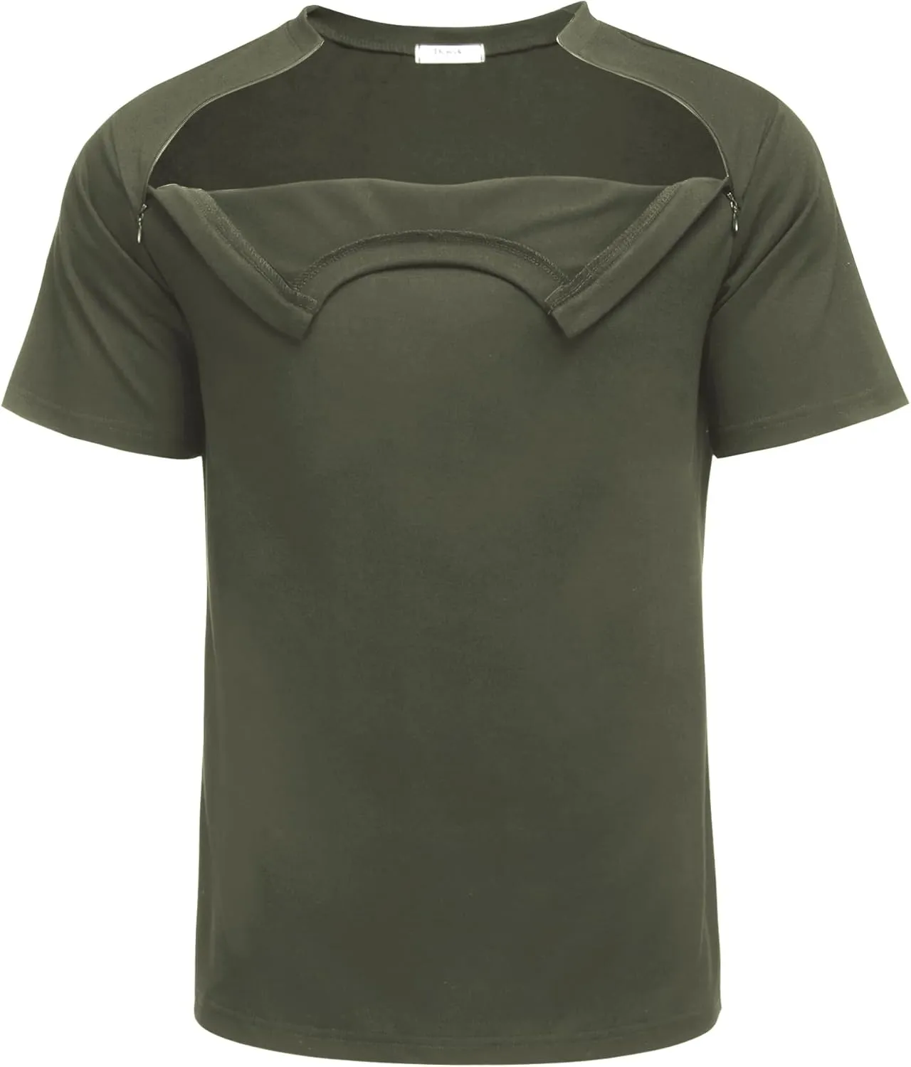 Deyeek Unisex Chemo Port Shirts Post Shoulder Surgery Recovery Shirts Tear Away Side Zippers Off Full Open Chemo Clothing