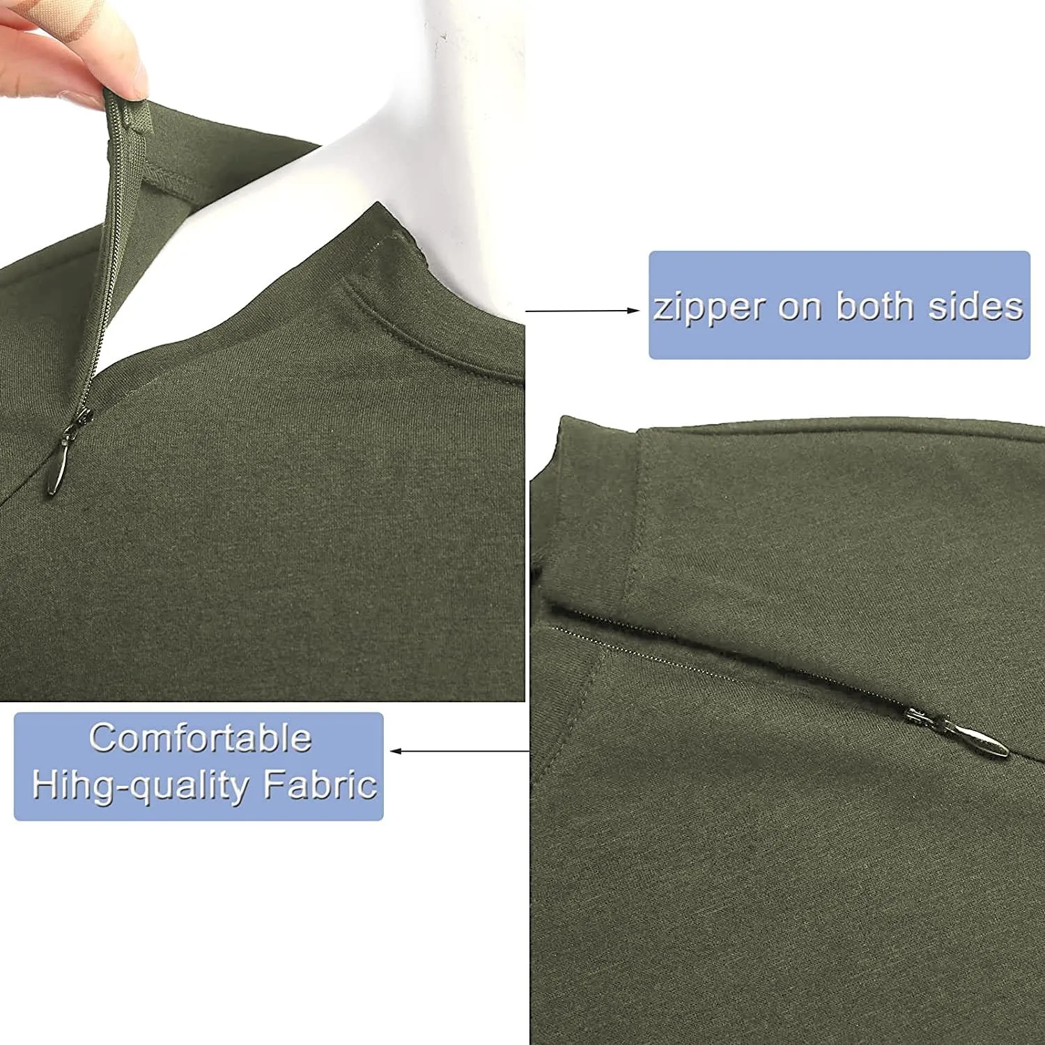 Deyeek Unisex Chemo Port Shirts Post Shoulder Surgery Recovery Shirts Tear Away Side Zippers Off Full Open Chemo Clothing