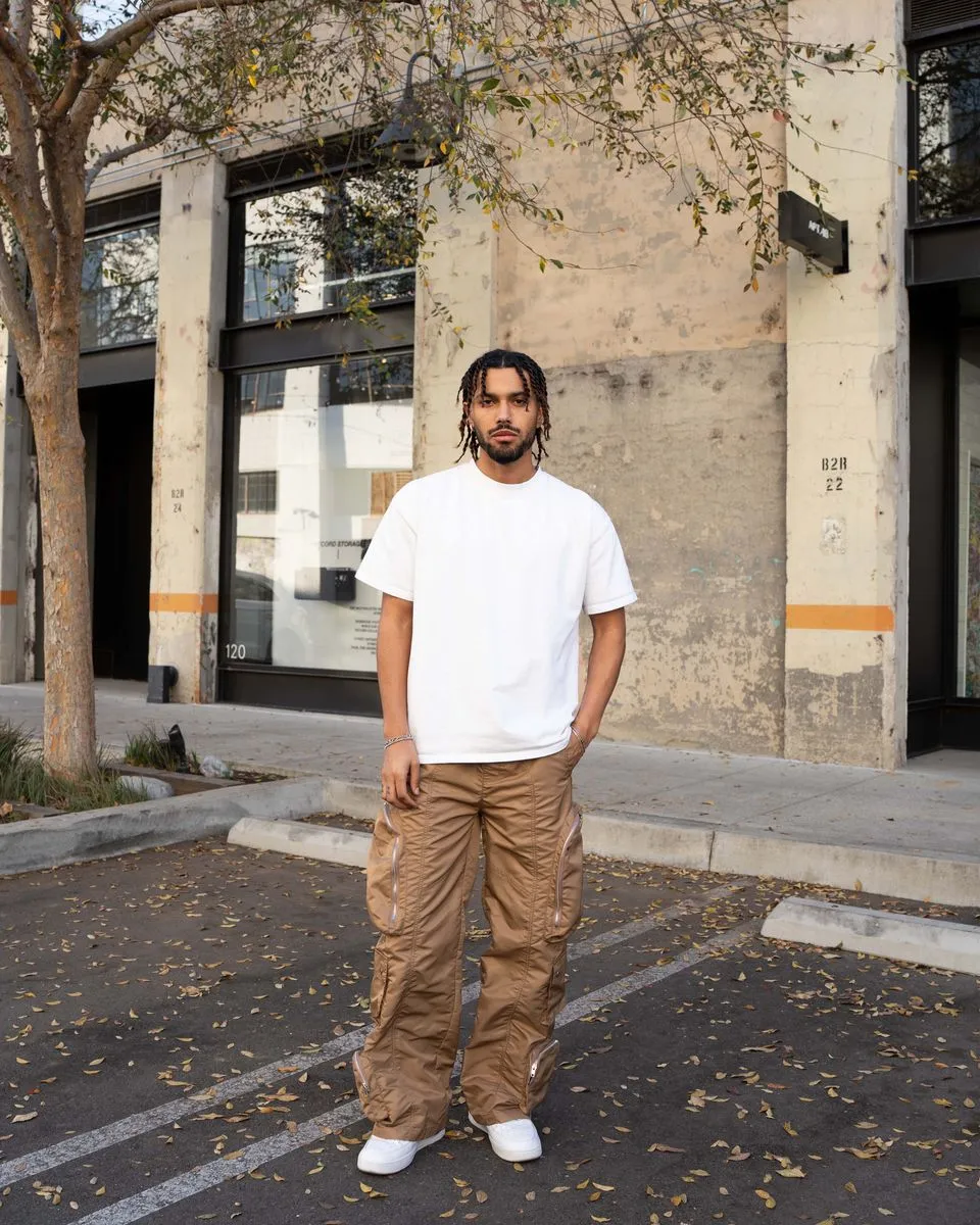 EPTM BAGGY MOON ZIP CARGO PANTS (Khaki)