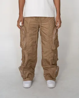 EPTM BAGGY MOON ZIP CARGO PANTS (Khaki)