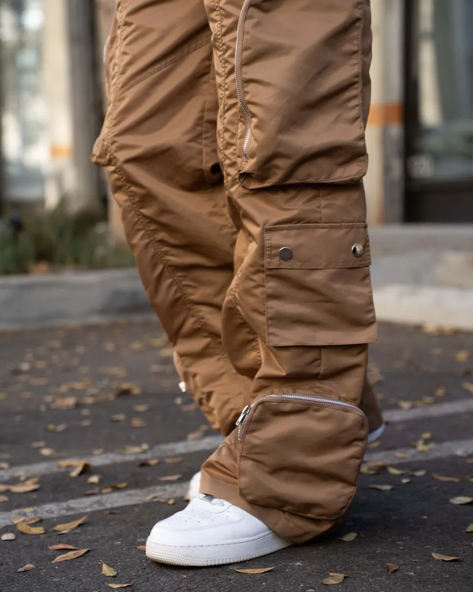 EPTM BAGGY MOON ZIP CARGO PANTS (Khaki)