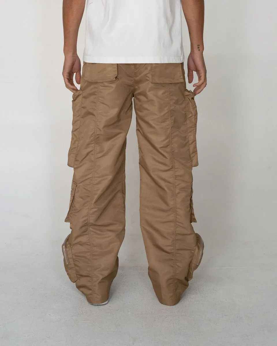 EPTM BAGGY MOON ZIP CARGO PANTS (Khaki)