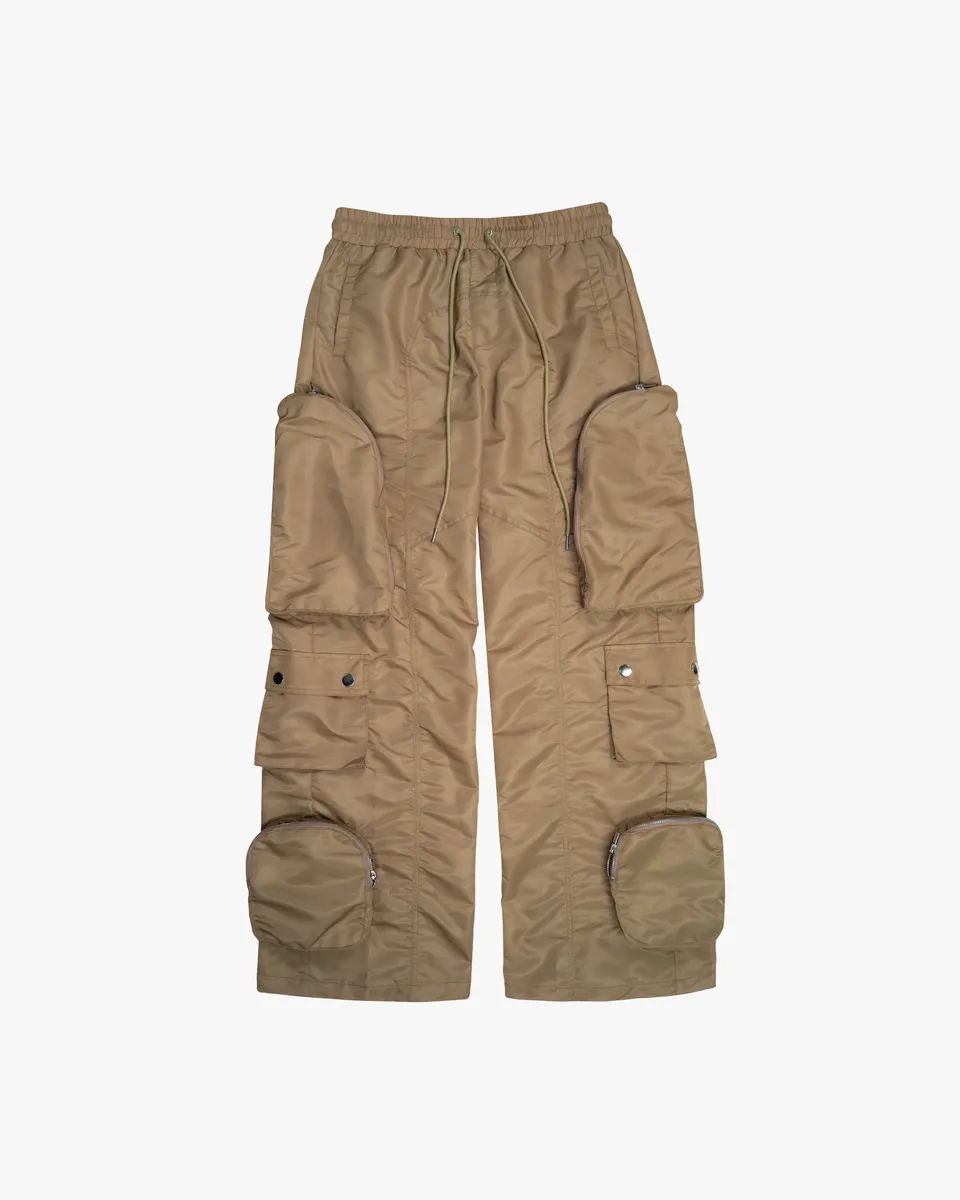 EPTM BAGGY MOON ZIP CARGO PANTS (Khaki)
