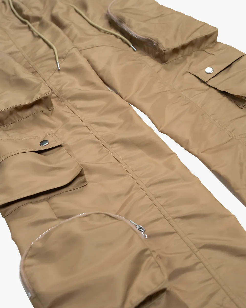 EPTM BAGGY MOON ZIP CARGO PANTS (Khaki)