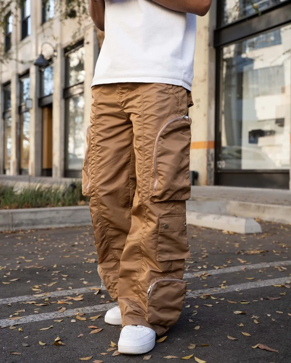EPTM BAGGY MOON ZIP CARGO PANTS (Khaki)