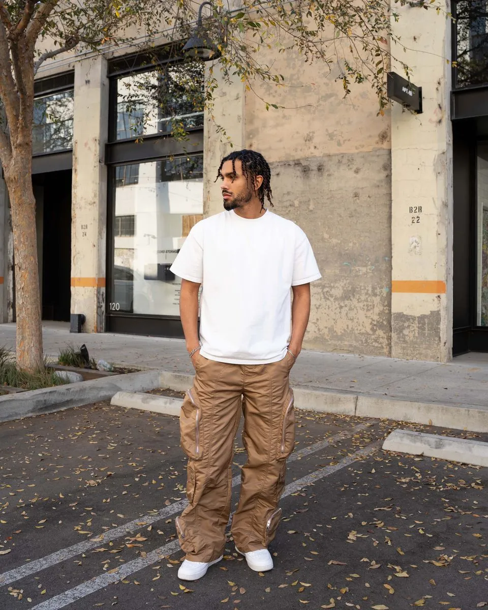 EPTM BAGGY MOON ZIP CARGO PANTS (Khaki)