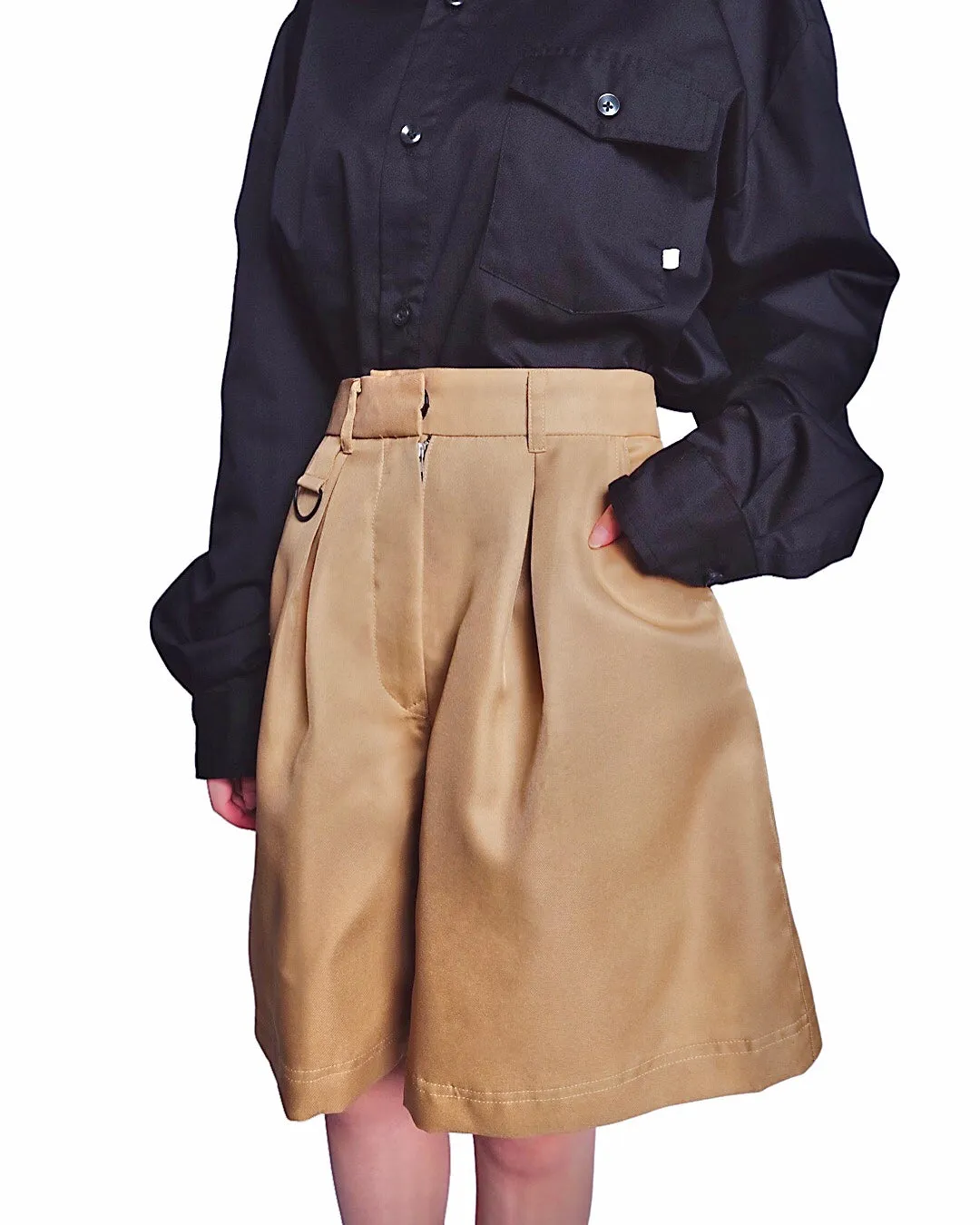 Highwaist Shorts with Ring - Khaki