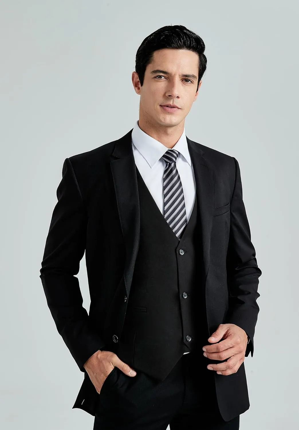 HISDERN Mens Suit Vest Business Formal Dress Vests for Men Solid Color Casual Wedding Tuxedo Party Waistcoat