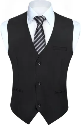 HISDERN Mens Suit Vest Business Formal Dress Vests for Men Solid Color Casual Wedding Tuxedo Party Waistcoat
