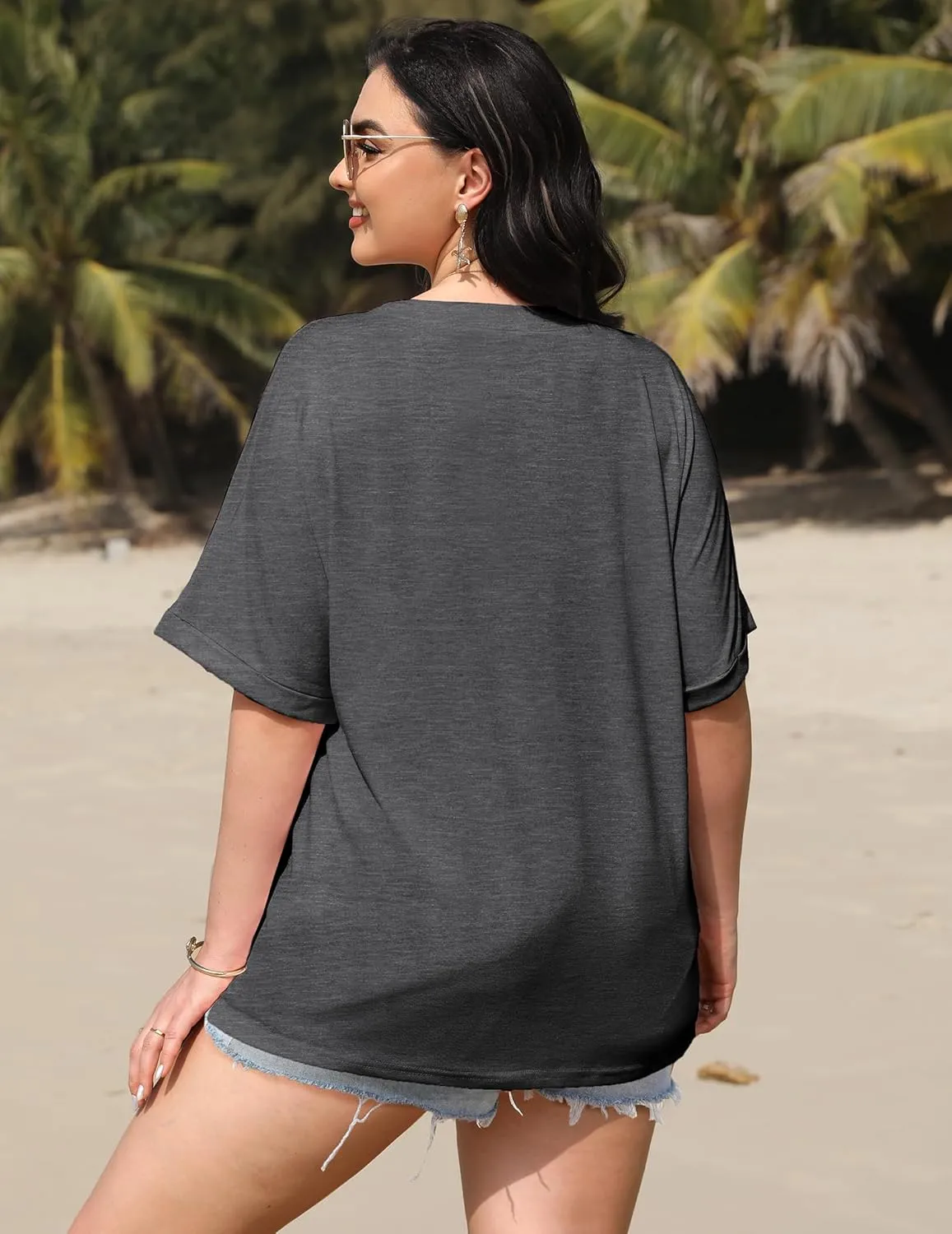 IN'VOLAND Oversized T-Shirt Basic Loose Tee Tops Short Sleeve Crew Neck Shirts Casual Soft Blouse