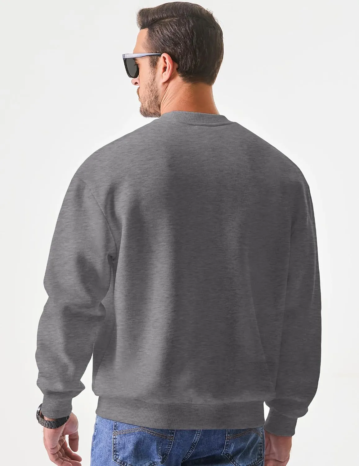 JMIERR Men's Casual Long Sleeves Crewneck Sweatshirts Cotton Pullover Sweatshirt for Men