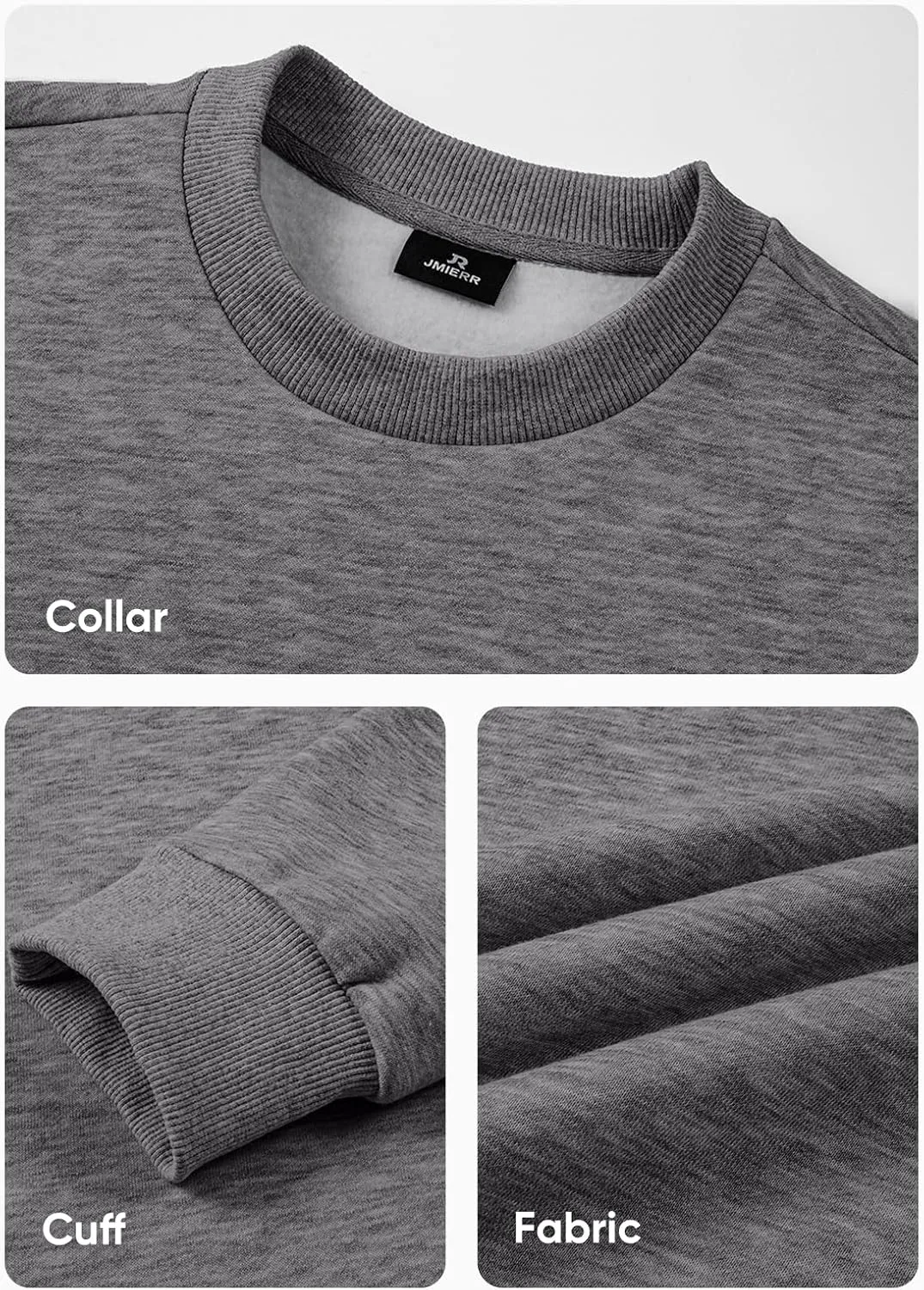 JMIERR Men's Casual Long Sleeves Crewneck Sweatshirts Cotton Pullover Sweatshirt for Men