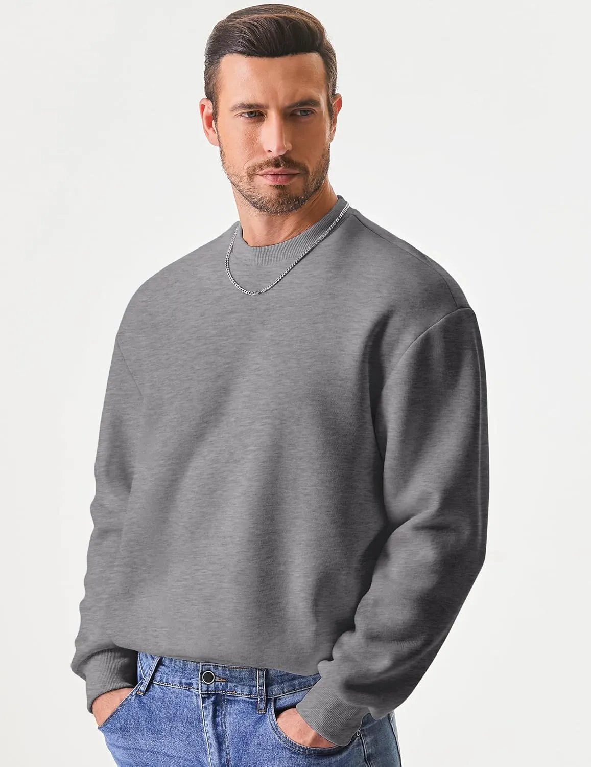 JMIERR Men's Casual Long Sleeves Crewneck Sweatshirts Cotton Pullover Sweatshirt for Men