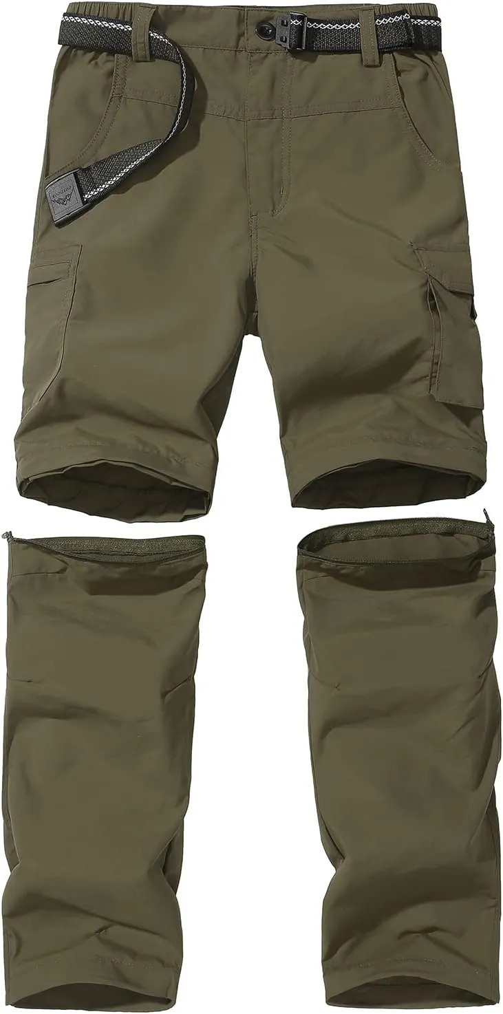 JOMLUN Boys Scout Pants Convertible Hiking Quick Dry Zip Off Pants Outdoor Climbing Casual Trouser Kids Youth Cargo Pants