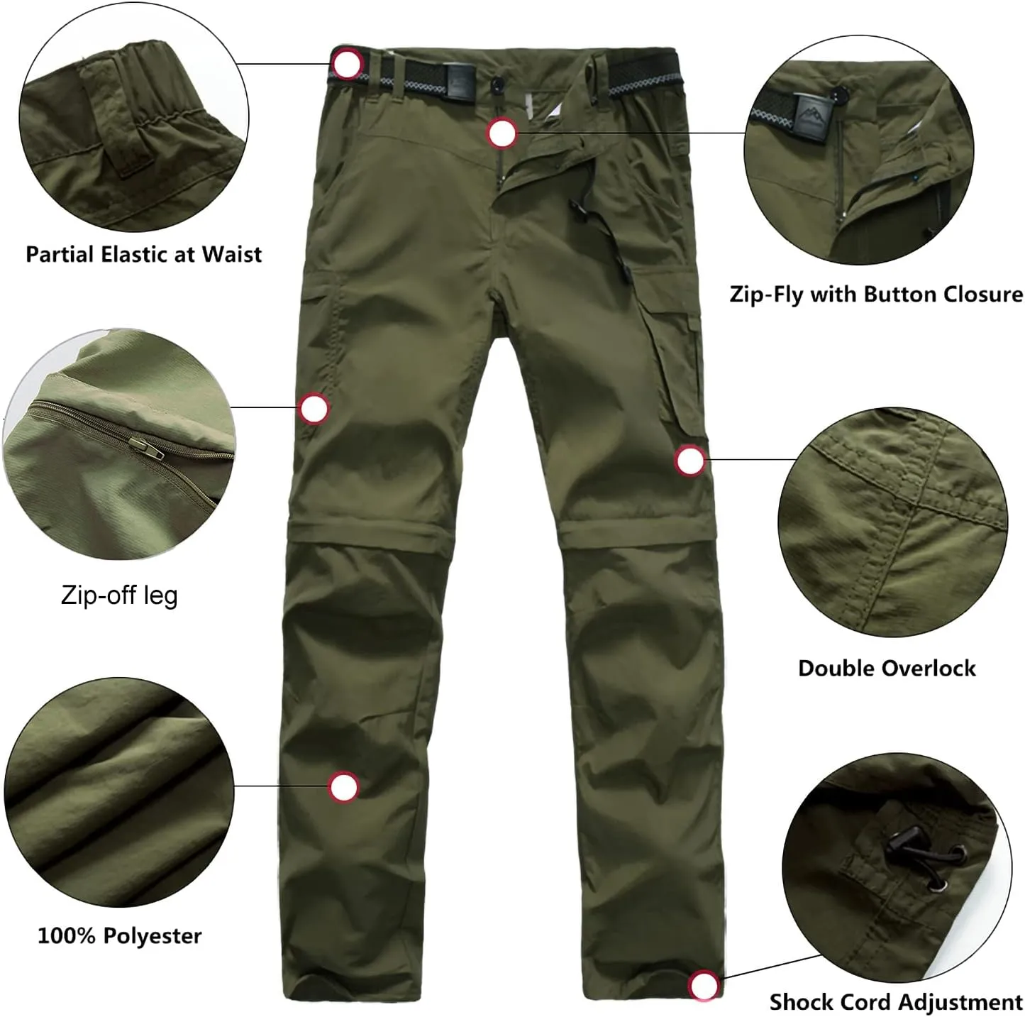 JOMLUN Boys Scout Pants Convertible Hiking Quick Dry Zip Off Pants Outdoor Climbing Casual Trouser Kids Youth Cargo Pants