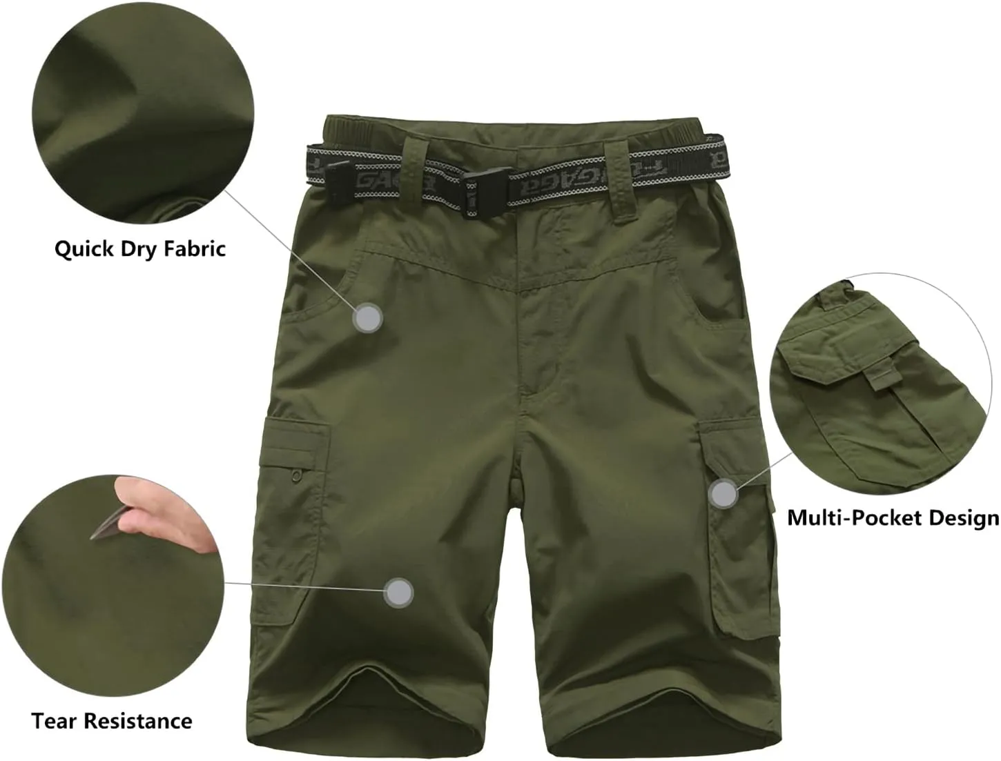 JOMLUN Boys Scout Pants Convertible Hiking Quick Dry Zip Off Pants Outdoor Climbing Casual Trouser Kids Youth Cargo Pants