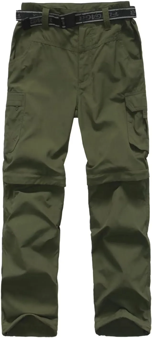 JOMLUN Boys Scout Pants Convertible Hiking Quick Dry Zip Off Pants Outdoor Climbing Casual Trouser Kids Youth Cargo Pants