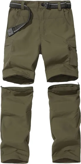 JOMLUN Boys Scout Pants Convertible Hiking Quick Dry Zip Off Pants Outdoor Climbing Casual Trouser Kids Youth Cargo Pants