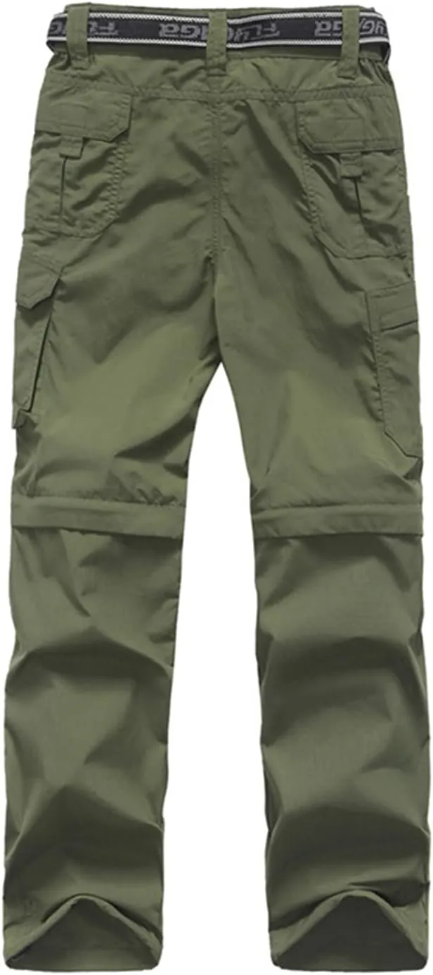 JOMLUN Boys Scout Pants Convertible Hiking Quick Dry Zip Off Pants Outdoor Climbing Casual Trouser Kids Youth Cargo Pants