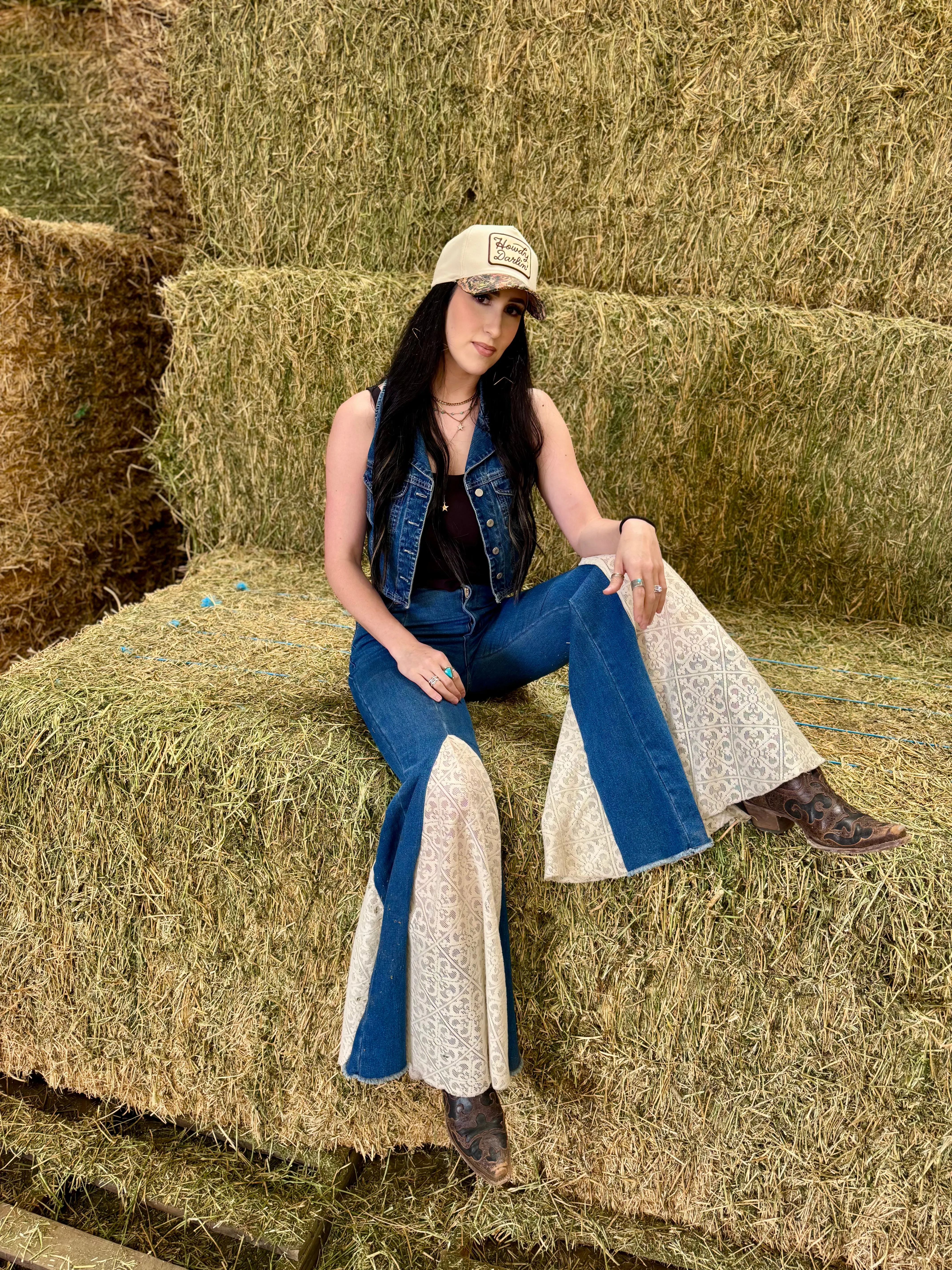 LACE DENIM BELL | BOTTOMS